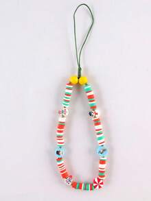 GO2CJBEADS 1pc New Fashion Christmas Mobile Phone Chain Lanyard For Women Simple Santa Claus Acrylic Beaded Phone Chain Beaded Keychain