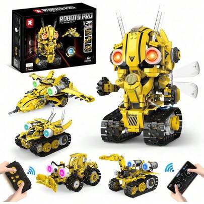 This 5-In-1 Remote-Controlled, Programmable Robotic Building Block Toy Includes 5 Different Models, Features LED Lights, And Comes With A 2.4GHz Remote Control.  It's Perfect For Parent-Child Interactive Play And Makes A Great Birthday, Halloween, Or Christmas Gift For Boys And Girls Aged 8-12.