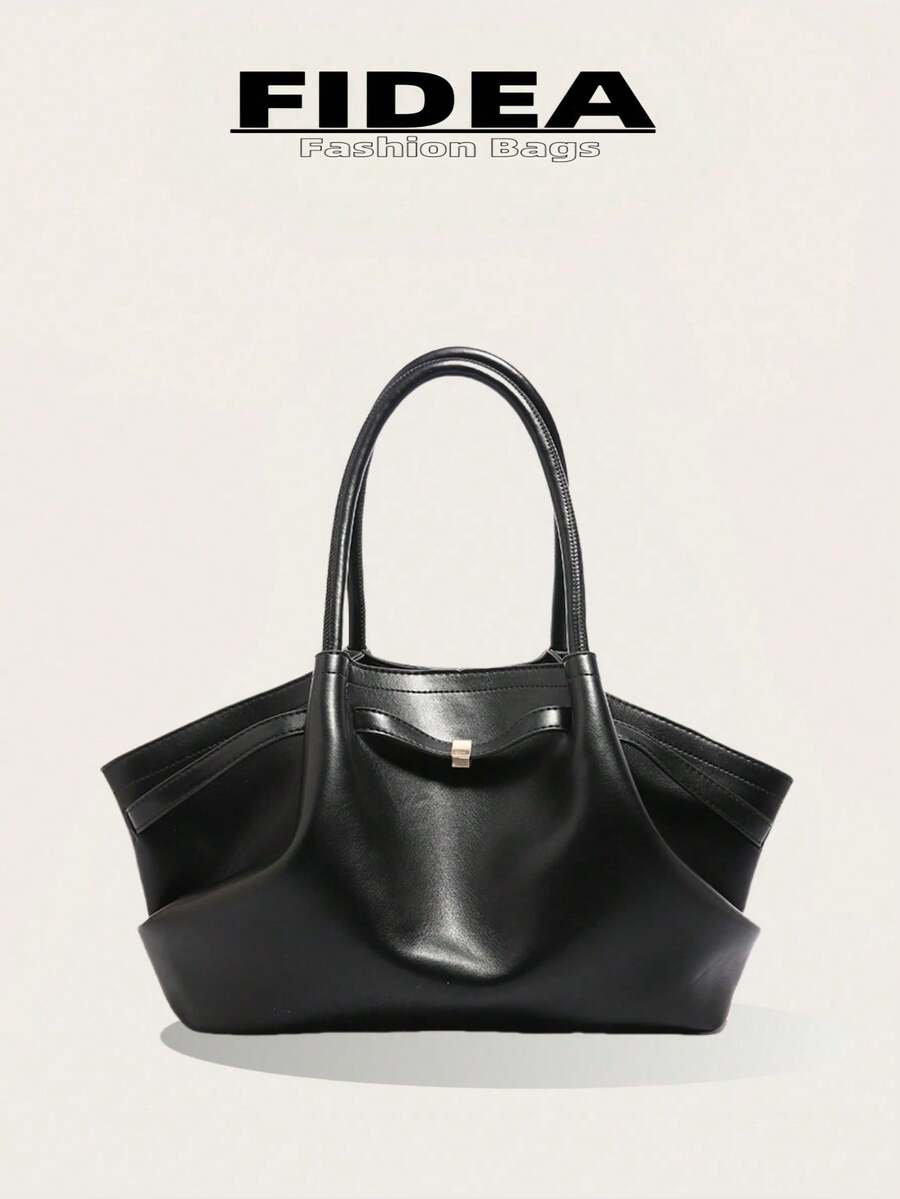 1 件女士大容量手提包复古 PU 皮革托特包，勃艮第红色大容量手提包带腰带装饰，PU 材质单肩托特包，时尚复古简约风格，适合女性购物、通勤、日常使用