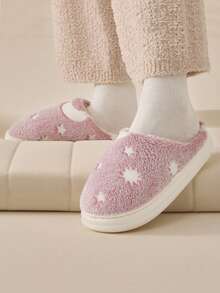 1 Paio di scarpe semplici e calde di colore unito per adolescenti, con suola in EVA, decorazione che brilla al buio, adatte per uso interno, autunno/inverno - Rosa - Visualizzare 1