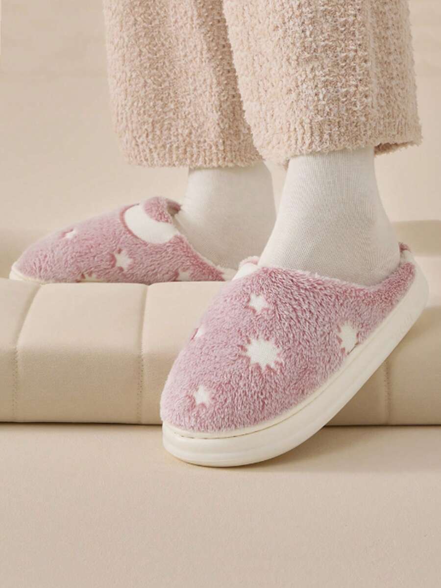 1 Paio di scarpe semplici e calde di colore unito per adolescenti, con suola in EVA, decorazione che brilla al buio, adatte per uso interno, autunno/inverno - Rosa - Visualizzare 1