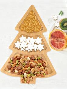 1 tavă de servire pentru brad de Crăciun, platou din lemn pentru aperitive pentru petrecere, placă creativă pentru gustări, brânză, fructe și nuci, piesă centrală pentru divertisment de sărbători