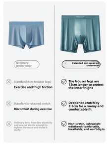 4 Packs Men's Flatfoot Underwear With Ice Silk, High-End Luxury Mesh Pore-Padded Breathable Four-Cornered Long Leg Pants
