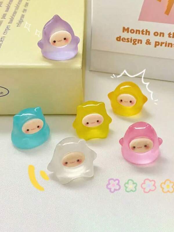 Animaux miniatures en résine phosphorescente : Fée étoilée phosphorescente, bébés fruits, bébés fantômes d'Halloween, lapin aux longues oreilles, sculptures de capybaras. Pas besoin d'électricité, convient pour le jardin, les fêtes, les micro-paysages, les aquariums, la décoration.