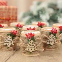 8 buc. decorațiuni de Crăciun, suport pentru lumânări tip pastilă din lemn cu lumânări tip pastilă, semn de Crăciun fericit pentru petrecere de sărbători, Anul Nou, Halloween, decorațiuni de Crăciun, nuntă, aniversare, cadouri de petrecere pentru petrecerea burlăcițelor, cadouri de Crăciun