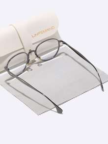 LINFEMAND 超轻复古圆形金属框架装饰时尚无度数眼镜，适合日常佩戴的知性风格、办公室配件、男女节日礼物 - 無色 - 查看 4