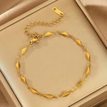 1 pieza Brazalete de cadena de acero inoxidable chapado en oro de 18K con diseño minimalista y elegante, accesorio de joyería ajustable para mujeres, adecuado para fiestas de cumpleaños, regalo para ocasiones especiales