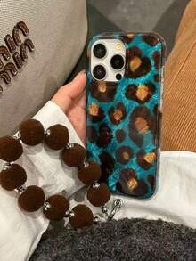 1pc Blue Leopard Print New Glacier Foil Case Gradient IMD Dual-Layer TPU Shockproof Phone Case Protective Cover Suitable For IPhone 11/12/13/14/15/16/Pro Max