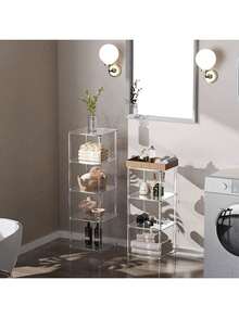 4-6 层亚克力透明书架，独立式角落储物架，适用于客厅、卧室、浴室、小空间