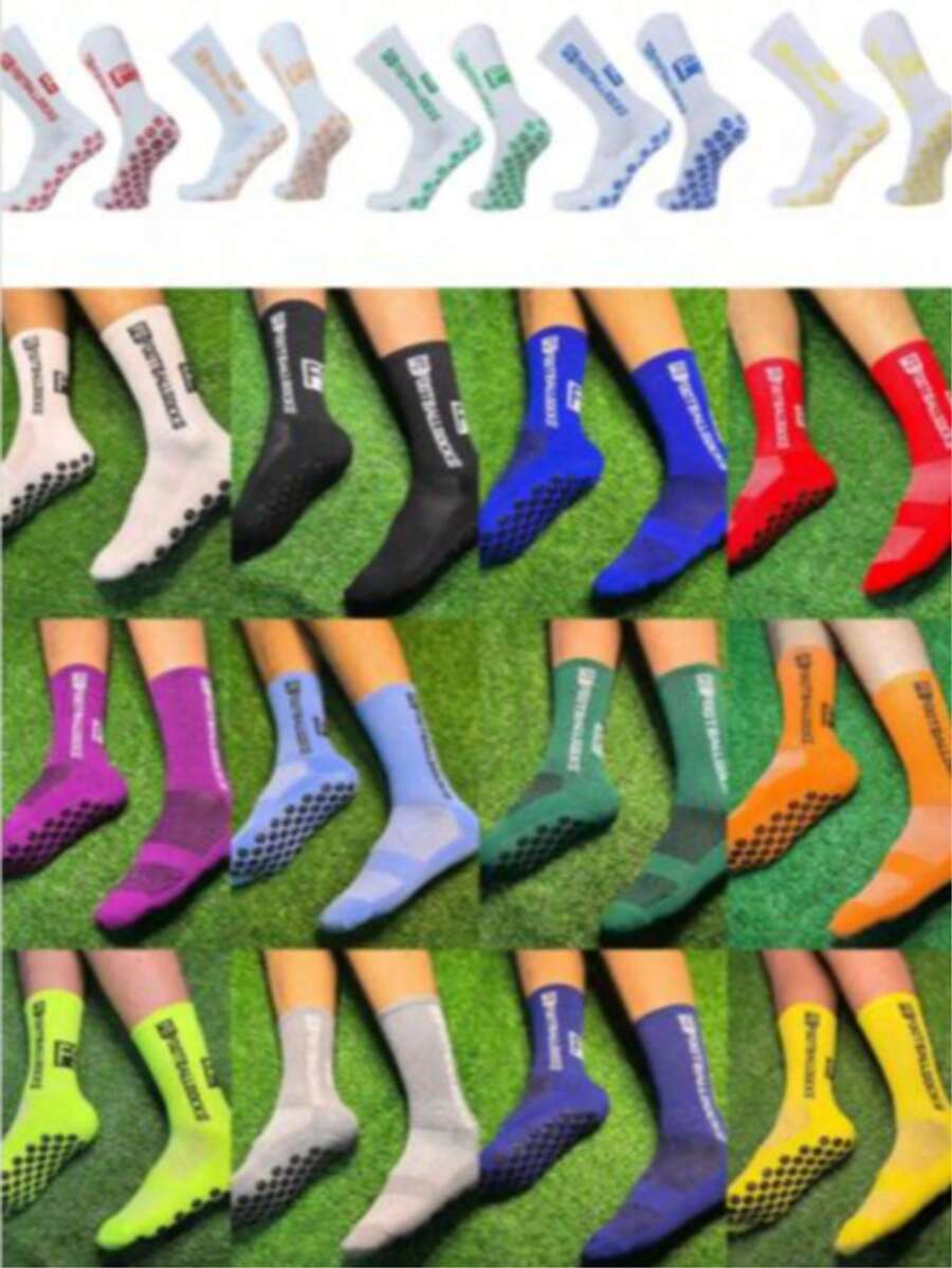 1Pair/ Men's Soccer Socks Anti Slip Non-Slip Grip Pads For Football Basketball Sports Grip Soccer Socks