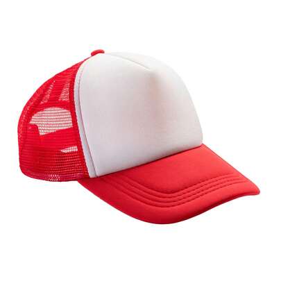 Result Detroit Contrast Panel 1/2 Mesh Trucker Cap (Red/White)