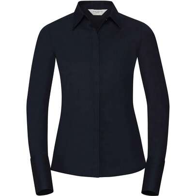 Russell Europe Womens/Ladies Ultimate Stretch LongSleeved Shirt (Bright Navy)