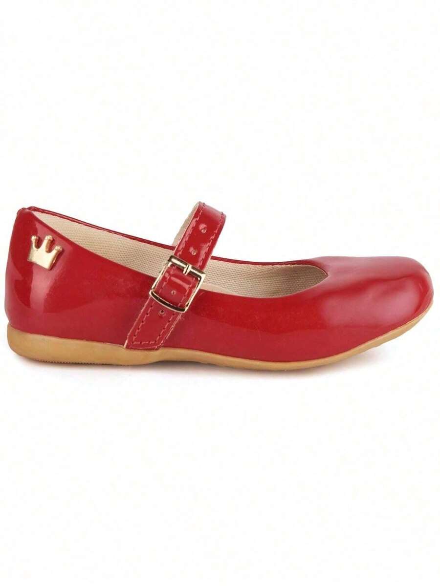 Baby Girl's Shoes, Comfortable Patent Leather, Round Toe, Lightweight, Soft - Merah - View 1