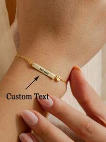 Personalized Paw Print Bar Bracelet,Custom Pet Memorial Gift, Dog Mom Jewelry, Pet Lover Keepsake, Engraved Bracelet For Pet Loss,Simple And Exquisite Stainless Steel Jewelry, Pet Lovers',Birthdays, Valentine's Day, Christmas, Halloween Gifts For Men And Women. - Multicolor - View 2