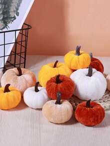 6 bucăți de dovleci artificiali din spumă de catifea falsă, dovleci de toamnă din catifea pentru decorul casei, perfecți pentru festivalul de Ziua Recunoștinței și al recoltei, dovleci din spumă în culoarea portocaliu-alb ruginiu, pot fi folosiți ca decor agățat sau banner, decor de masă de toamnă, piesă centrală de masă de nuntă de toamnă, dovleci decorativi decorativi de Ziua Recunoștinței pentru casă, cadouri elegante pentru decorarea casei tale, Halloween, Crăciun