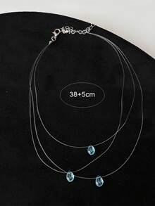 1pc Minimalist Teardrop Pendant Multilayer Necklace For Women