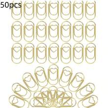 20/50/100/200 peças de clipes de papel em formato de coração dourado, pequenos mini clipes engraçados para escritório, escola, organização de mesa em casa, organização de arquivos, escola, escritório, marcadores de página multifuncionais de design doméstico, clipes em formato de coração coloridos para macaron, clipes de fichário criativos de metal