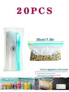 10/15/20pcs Reusable Airtight Food Storage Bags, Freezer Bags, Resealable Ziplock Bags For Refrigerator, Fridge, Freezer, Food Organization, - Multicolor - View 14