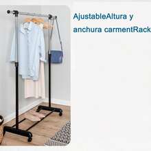 Tendedero Móvil de Acero Inoxidable con Ruedas y Altura Telescópica - Ideal para Almacenamiento de Ropa, Armarios y Suministros - Modelo-2 - Ver 5