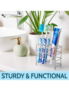 Toothbrush Holder For Bathrooms, 5 Slots Black Stainless Steel Modern Bathroom Organizer With Toothpaste Groove For Modern Home Sanitation Storage And Organizer