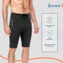 Men Wetsuit Shorts Pants Neoprene 2mm Adjustable Drawstring Short Pant Cold Water Buoyancy Bottom Swim Surf Snorkeling Kayaking Scuba Diving