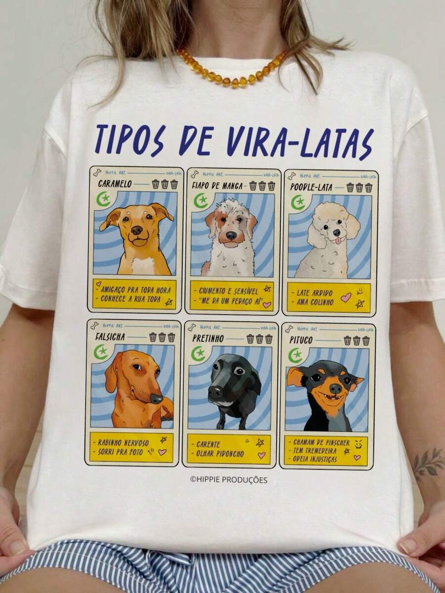 Camiseta Tipos de Vira-Latas - Creme