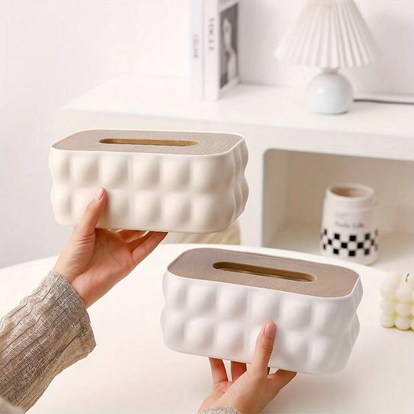 1pc Elegant Paper Towel Storage Box, Decorative Square Tissue Box Cover Holder, Multi-Surface Organizer For Bedroom, Living Room, Car, Kitchen, Bathroom, Home Decor & Practical Storage Solution