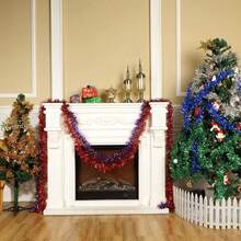 1/4 buc Coronițe de Crăciun din sârmă, Coronițe înfășurate în sârmă strălucitoare, Decorațiuni cu panglici, Agățători lungi strălucitoare pentru brad de Crăciun, Petreceri, Sărbători, Nunți, Zile de naștere, Balustrade de perete pentru brad (Din cauza fixării manuale, este posibil să existe o ușoară desprindere în timpul utilizării)