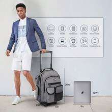 NEW YORK XPRESS 2 In 1 Carry On Travel Backpack 20" Rolling Backpack For Women Men With Wheels & Telescopic Handle For Work Weekend School & Short Trips - 灰色 - 查看 6
