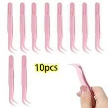 5 peças/10 peças de pinças de precisão de 4,5 polegadas - ferramentas de plástico descartáveis leves para scrapbooking, arranjos florais, decorações de festa (rosa) - ótimas para casa, escritório, escola ou presentes, design de ponta curva, pegada suave, essencial para artesãos