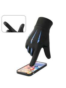 一双保暖抓绒摩托车冬季手套，防风触屏手套，适合骑行、滑雪、户外运动，是送给家人和朋友的绝佳春季礼物 - 紅色 - 查看 9