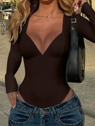 Body de manga larga de moda Mystra, versátil