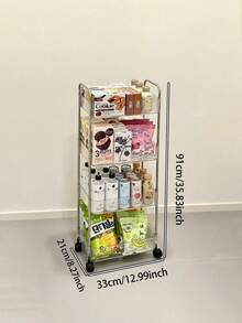 1/2/3/4-poziomowy akrylowy wózek na kółkach, przezroczysty organizer do łazienki, przezroczysta organizacja pralni, mobilny regał wielofunkcyjny, wózek narzędziowy do biura, salonu, prezentów świątecznych i noworocznych (z wyłączeniem przedmiotów na półce)