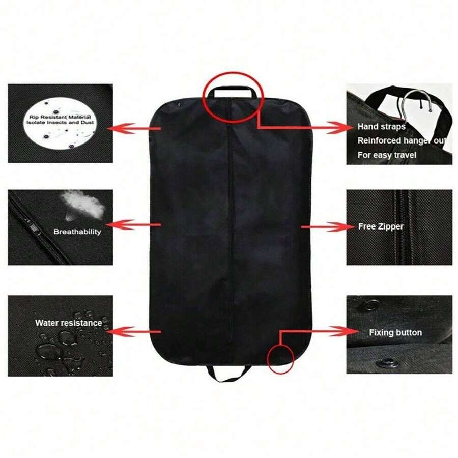 5X Foldable Suit Cover Bag Travel Garment Carrier Bag Coat Clothes Protector Hanging Storage Bag - Black - View 1