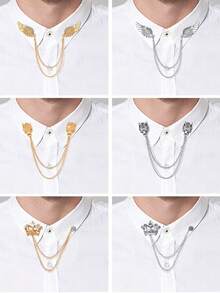 Xiacheng 流苏链胸针领针婚礼胸针领针翅膀狼头皇冠翻领西装衬衫燕尾服配饰适用于婚礼周年纪念万圣节生日派对办公室 - 彩色 - 查看 4