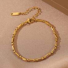 1 pieza Brazalete de cadena de acero inoxidable chapado en oro de 18K con diseño minimalista y elegante, accesorio de joyería ajustable para mujeres, adecuado para fiestas de cumpleaños, regalo para ocasiones especiales