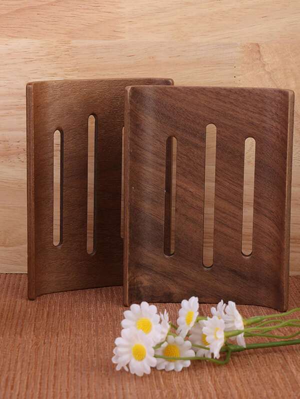 1pc Wooden Soap Dish, American Style Soap Holder For Home Use, No Drilling Required