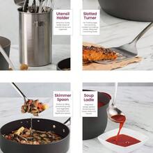 Juego de utensilios de cocina de acero inoxidable u2013 10 piezas antiadherentes y resistentes al calor, volteador, servidor de espaguetis, cucharn, cucharas para servir, batidor, pinzas, triturador de - Pago - Ver 6