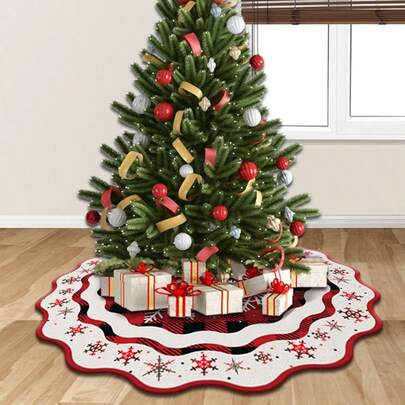 Snowflake Plaid Christmas Tree Skirt Home Decor Christmas Decorations Room Decor Winter