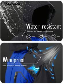 Cavva 男士冬季保暖防水防风多口袋滑雪外套，适合徒步、露营、登山、滑雪等户外活动。 - 藍色 - 查看 6
