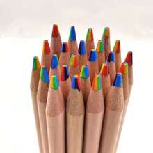 Rainbow Pencils - Triangular Shape Easy To Grip With 7 Colors In 1 Pencil - Natural Cedar - Will Not Crumble Writes In A Rainbow Of Brilliant Colors