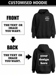 Customized Personalized Photo & Text Printed Men's Hoodie, Double-Sided Customized Text, Name, Baby/Friend/Idol/Couple/Family/Party/School/Sports/Pet Love Text Print, Logo/Business/Company Party Uniform, Birthday Gift, Holiday Gift, Party Gift, Wedding Gift, Friend Gift, Anniversary Gift Ornamental, Dawg Stylish, Fashion, Hipster, Contracted