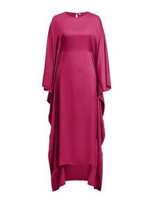 Unadoll Women's Pure Color Loose Waist Bat Sleeve Beach Vacation Graduation Season Colored Ding Robe Dress