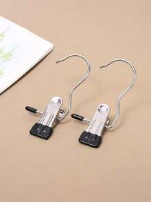 10pcs Portable Stainless Steel Clothes Clips With Hooks - Multipurpose Hanging Clips, Stainless Steel Versatile Hooks - Portable Hangers For Laundry, Pants, Hats And Skirts - Multicolor - View 15