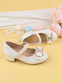 Girls' Fashion White Patent Leather Bow Tie Dress Shoes, Suitable For Formal Occasions, Parties, Weddings, Performances, Dances, Holidays, Suitable For Toddlers, Little Girls, And Big Girls