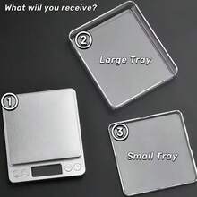 Stainless Steel Digital Kitchen Scale With LCD Display, Accuracy Ranging From 0.1 Grams To 3000 Grams, Comes With 2 Fruit, Jewelry, And Food Weighing Trays, Battery Powered (AAA), Jewelry Weighing | Stylish Design | Sturdy And Durable - 銀色 - 查看 12