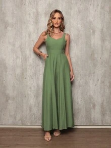 Casual Jumpsuit In Super Comfortable Marrant Fabric - 橄欖綠 - 查看 4