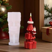 1 pieza Molde de silicona con diseño de Papá Noel para vela perfumada, regalo creativo de Papá Noel, moldeado de jabón, resina, yeso, decoración del hogar y regalos manuales creativos