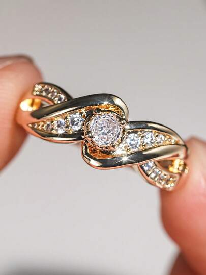 1 PC Luxury Cubic Zirconia Ring For Women For Wedding Engagement Anniversary Party Jewelry Valentine's Day Gift