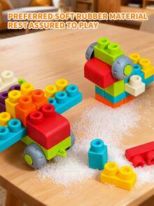 Kids Soft Rubber Building Block Set, Homemade Soft Rubber Educational Toys With Large Particles, Baby Building Blocks, Baby Stacking & Building Toys, 18/26/32 Soft Educational Shape Building Blocks For Baby Party, Color, One Two Squeeze, Toddler Stacking Toys 3 Years Old+, Random Color,Suitable For Halloween, Christmas, Mother's Day, Thanksgiving